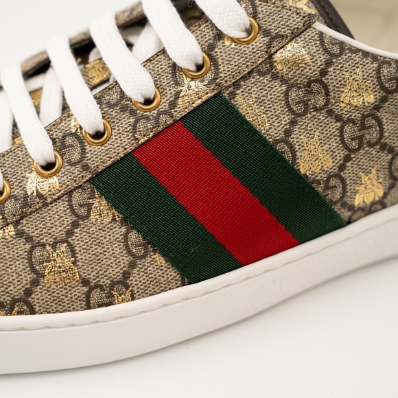 Size 13.5G 14 US Gucci Ace GG Supreme Bee Print Canvas Beige - Picture 7 of 12